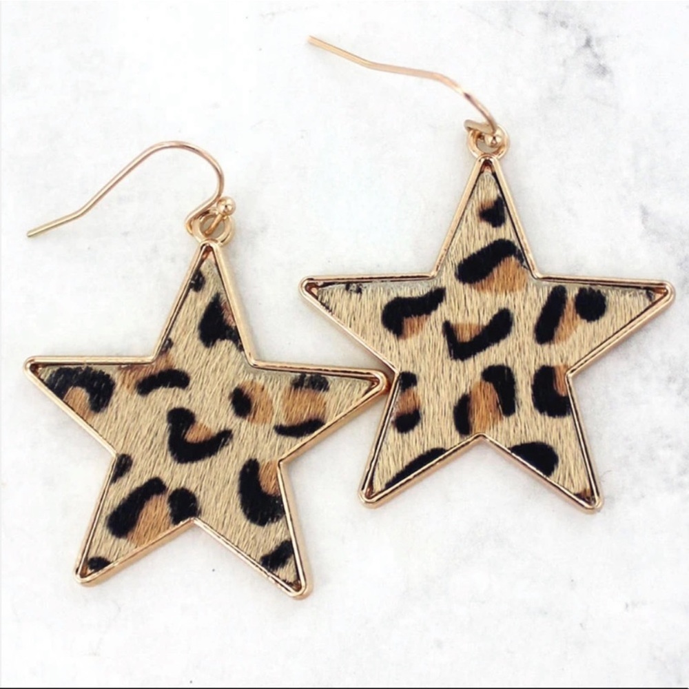 Faux Leopard Fur Dangle Earrings